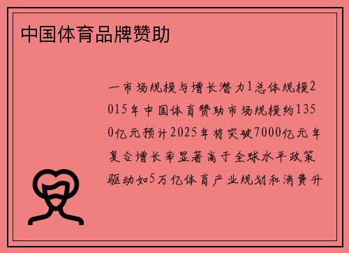 中国体育品牌赞助